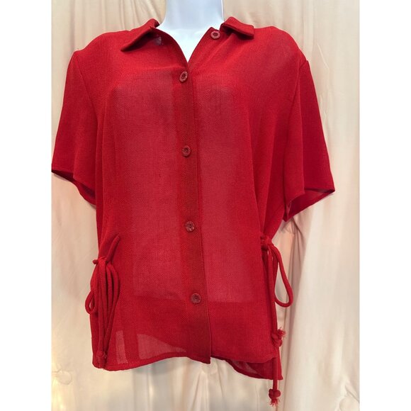 Donna Ricco Tops - Vintage Donna Ricco Size 14 Red Blouse